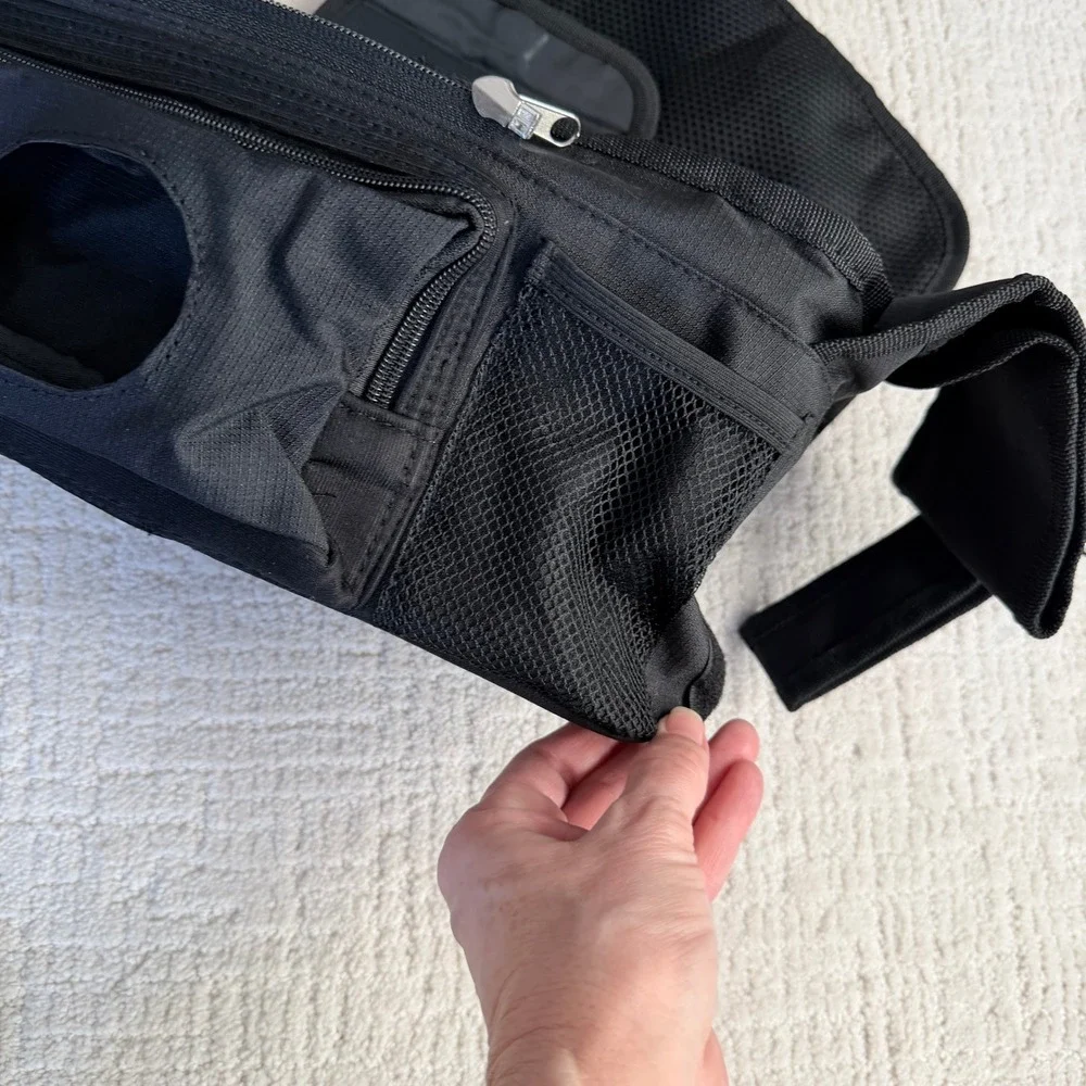Hujom Multi-Compartment Black Stoller Organizer - Drink Holder -Zip off Pouch